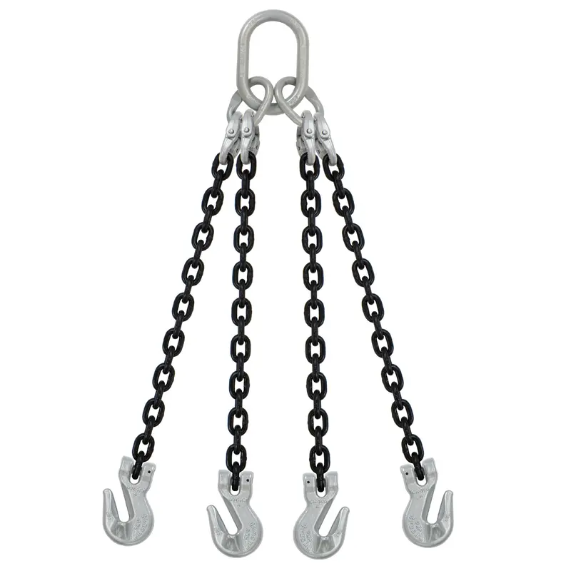 1/2" x 20' - Domestic 4 Leg Chain Sling with Crosby Grab Hooks - Grade 100
