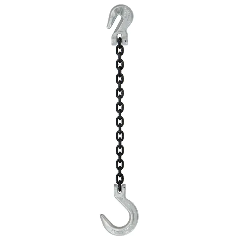 1/2" x 12' - Domestic Single Leg Chain Sling with Crosby Grab & Foundry Hooks - Grade 100