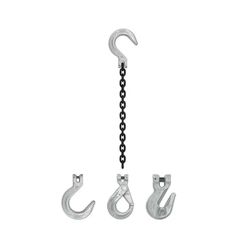 1/2" x 3' - Domestic Single Leg Chain Sling with Crosby Grab & Foundry Hooks - Grade 100