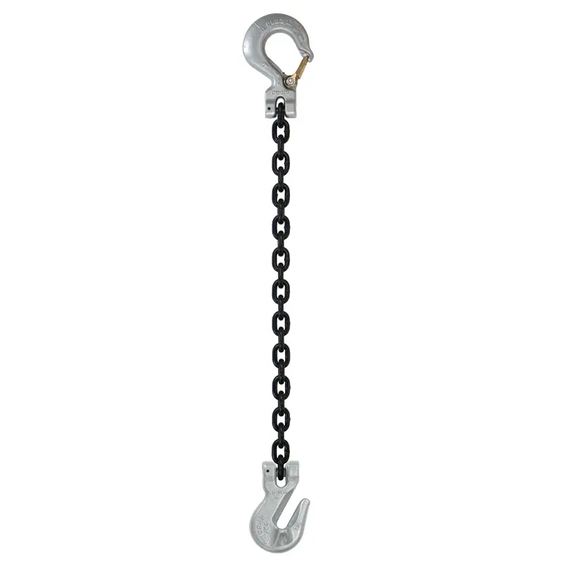 1/2" x 5' - Domestic Single Leg Chain Sling with Crosby Grab & Sling Hooks - Grade 100
