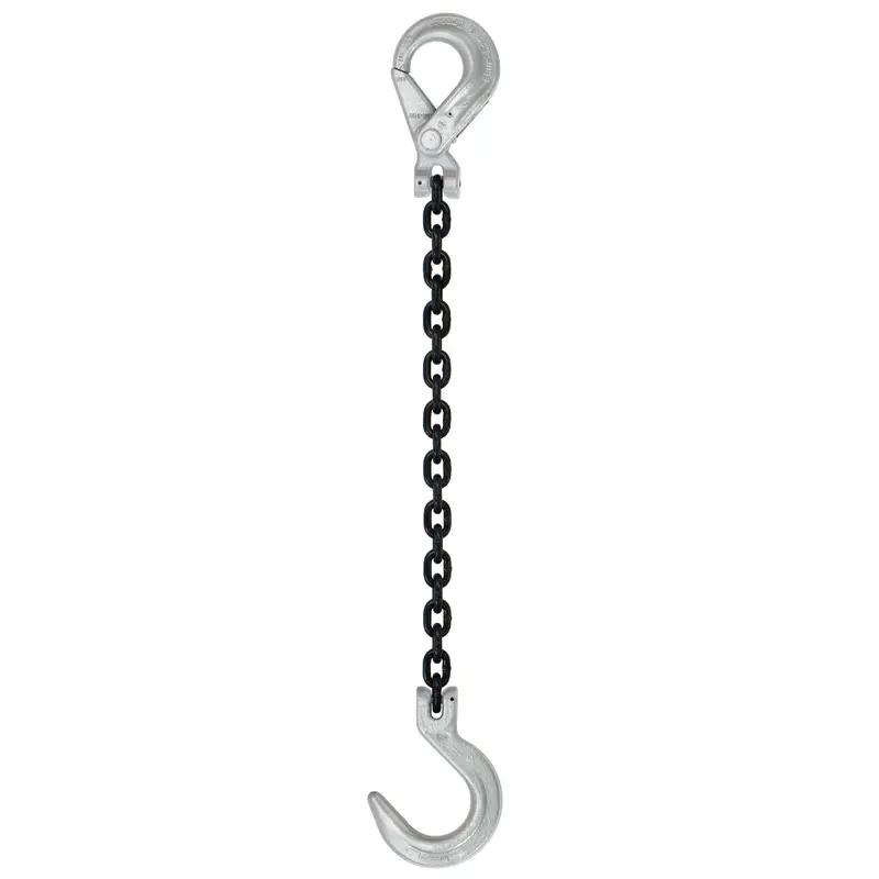 1/2" x 20' - Domestic Single Leg Chain Sling with Crosby Self-Locking + Foundry Hooks - Grade 100