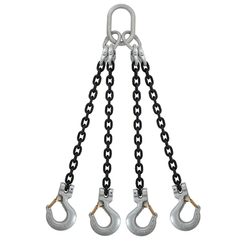 1/2" x 8' - Domestic 4 Leg Chain Sling with Crosby Sling Hooks - Grade 100