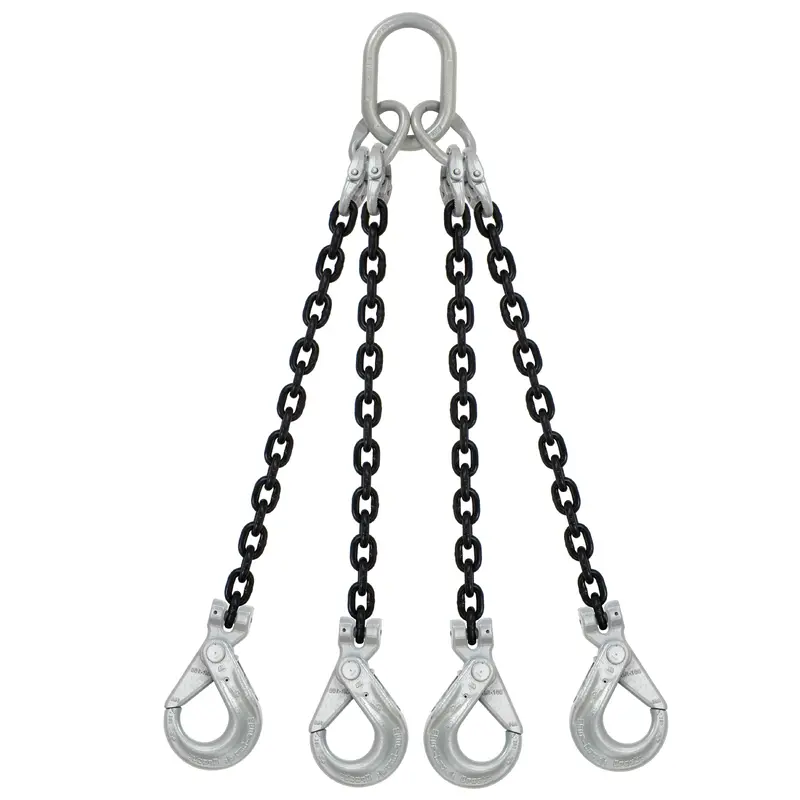 1/2" x 10' - Domestic 4 Leg Chain Sling with Crosby Self-Locking Hooks - Grade 100