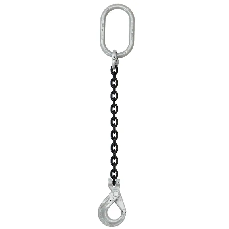 1/2" x 16' - Domestic Single Leg Chain Sling with Crosby Self-Locking Hook - Grade 100
