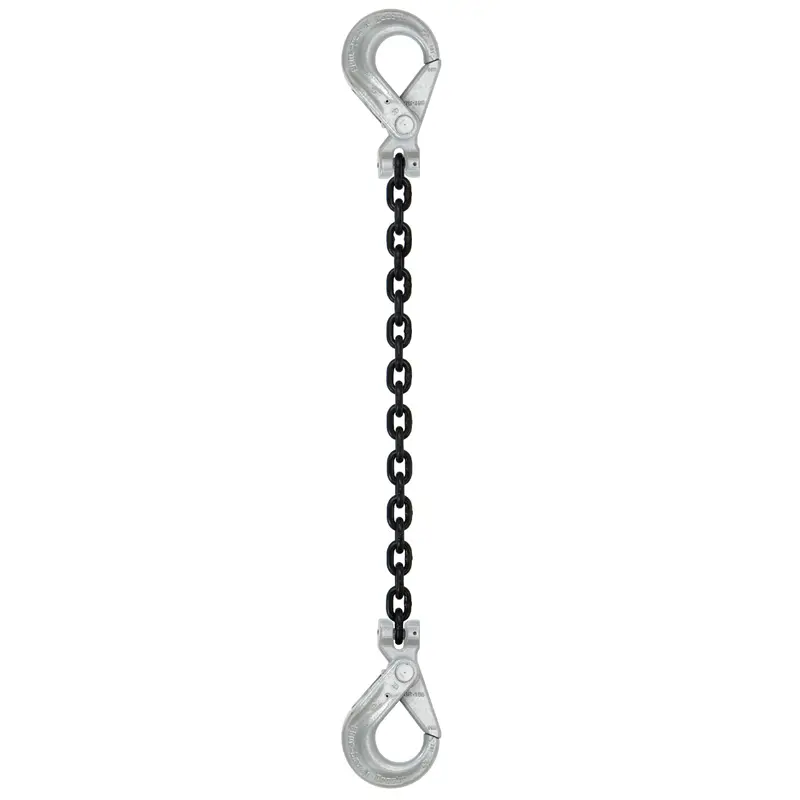 1/2" x 5' - Domestic Single Leg Chain Sling with Crosby Self-Locking & Self-Locking Hooks - Grade 100
