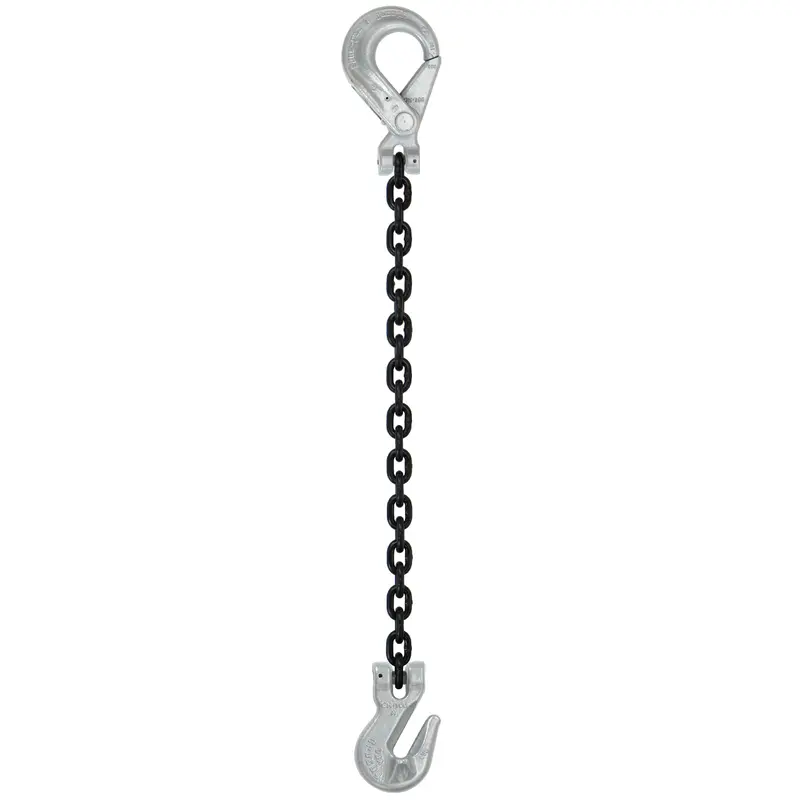 1/2" x 6' - Domestic Single Leg Chain Sling with Crosby Grab & Self-Locking Hooks - Grade 100