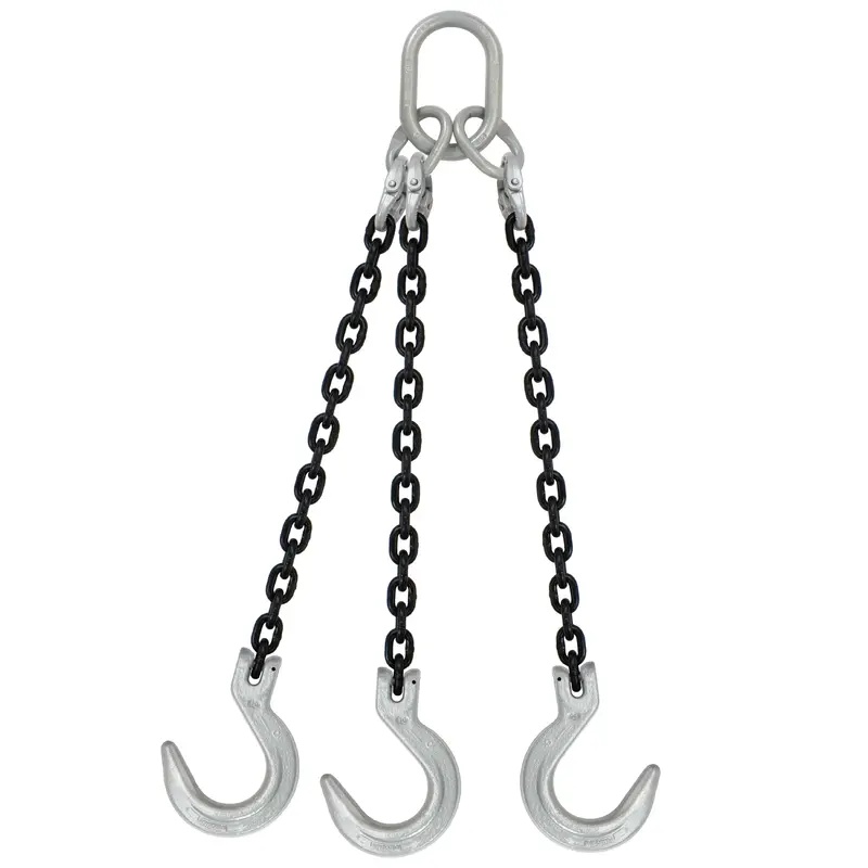 1/2" x 8' - Domestic 3 Leg Chain Sling with Crosby Foundry Hooks - Grade 100