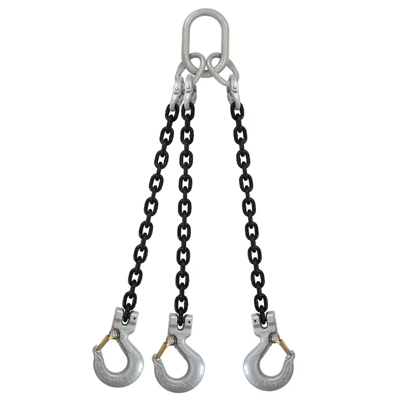 1/2" x 4' - Domestic 3 Leg Chain Sling with Crosby Sling Hooks - Grade 100