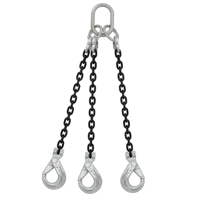 1/2" x 16' - Domestic 3 Leg Chain Sling with Crosby Self-Locking Hooks - Grade 100