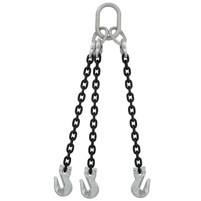 1/2" x 3' - Domestic 3 Leg Chain Sling with Crosby Grab Hooks - Grade 100