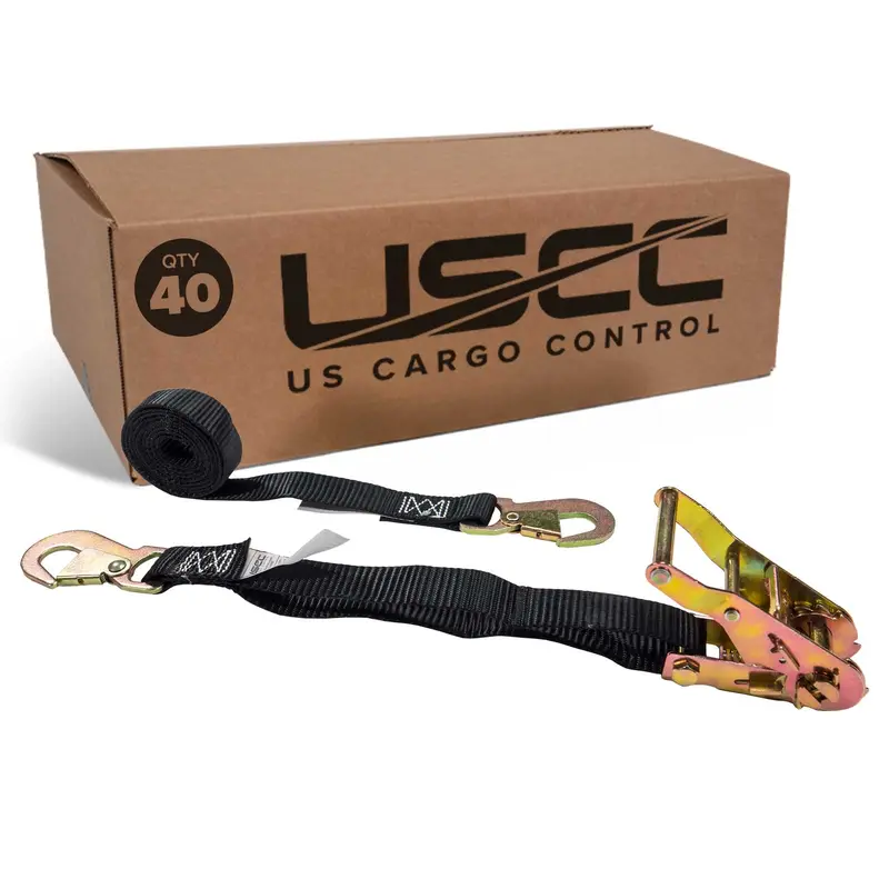 1" x 6' Ratchet Strap w/ Flat Snap Hooks | 40-Pack