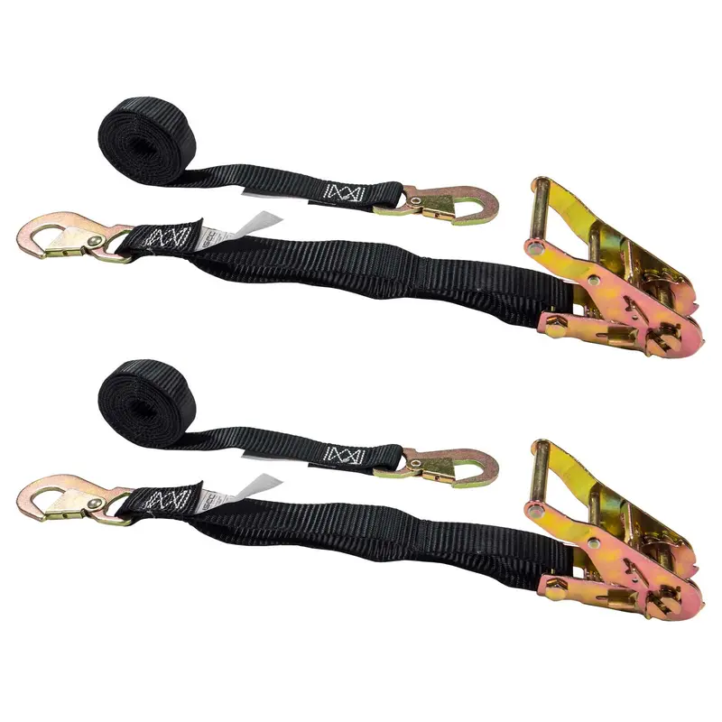 1" x 15' Ratchet Strap w/ Flat Snap Hooks | 2-Pack