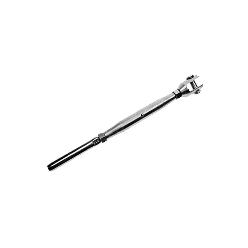 1/4" x 3-3/4" Machined Fork/Swage Stud Stainless Steel Turnbuckle | 1/8" Cable