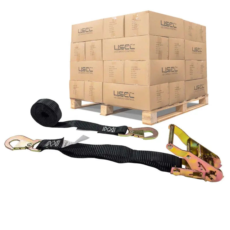1" x 15' Ratchet Strap w/ Flat Snap Hooks | 1200-Pack (Pallet)