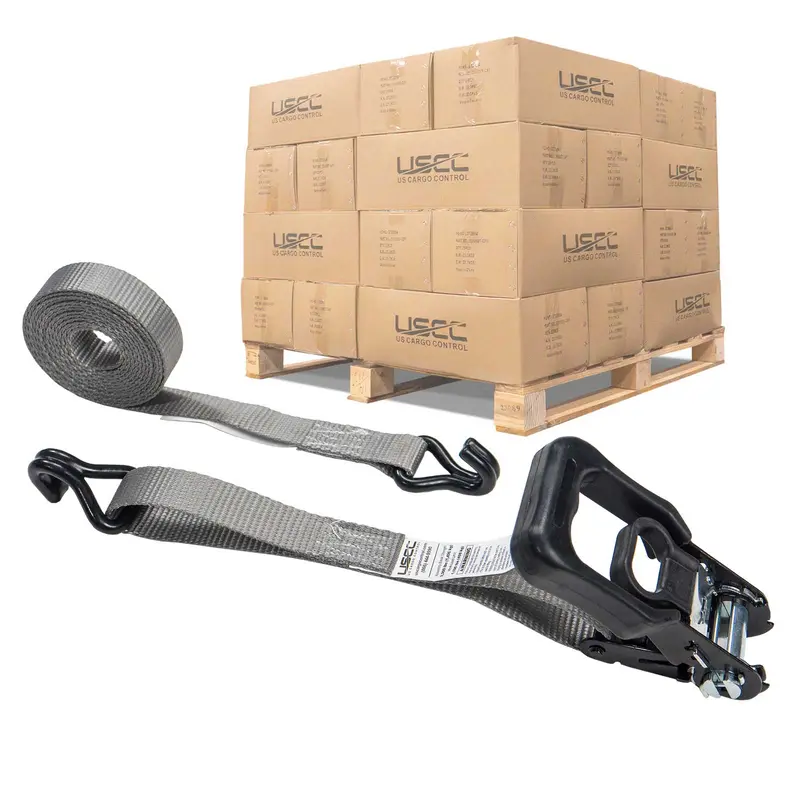 1" x 15' Rubber Coated Ratchet Strap w/ Vinyl Coated Wire Hooks | 800-Pack (Pallet)