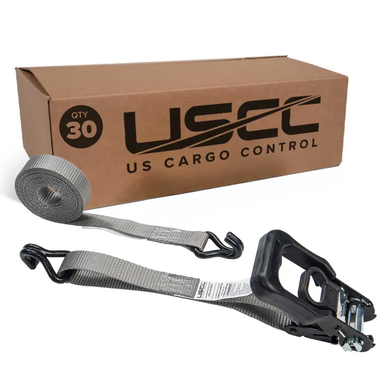 1" x 20' Rubber Coated Ratchet Strap w/ Vinyl Coated Wire Hooks | 30-Pack