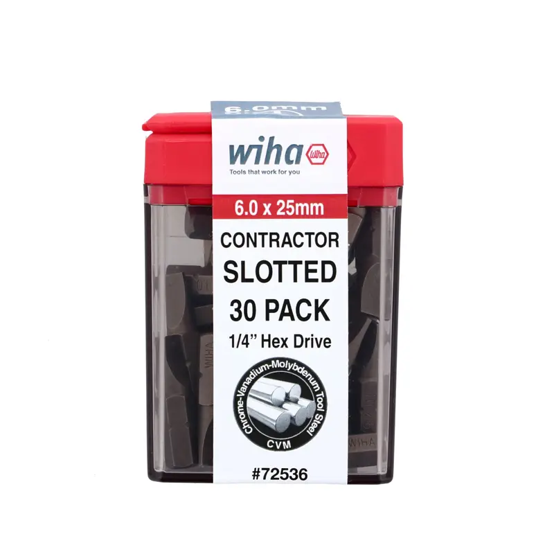 Slotted Contractor Insert Bit 6.0mm x 25mm - 30 Piece