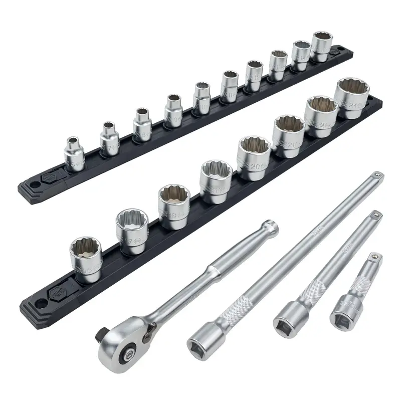22 Piece Professional Socket Set -12 Point - 3/8" Drive - Metric